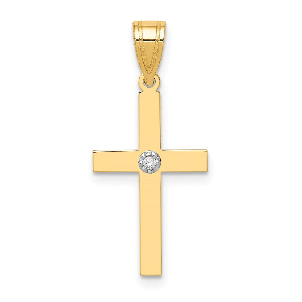 14K Gold Diamant-Kreuz-Anhänger 0,01 ct., poliert