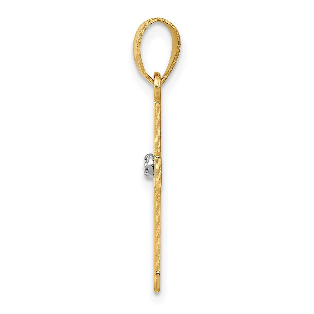 14K Gold Kreuz-Anhänger poliert mit 0,01 ct. Diamant