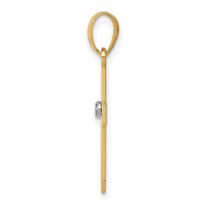 14K Gold Kreuz-Anhänger poliert mit 0,01 ct. Diamant