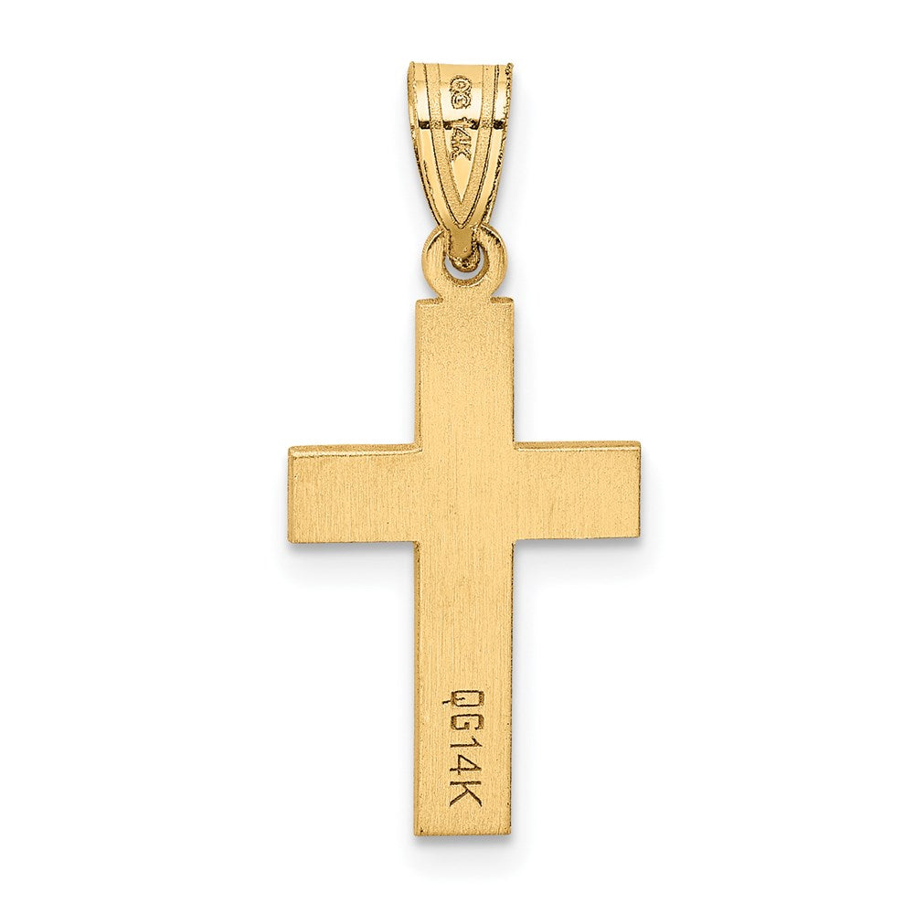 14K Gold Kreuz-Anhänger poliert mit 0,01 ct. Diamant