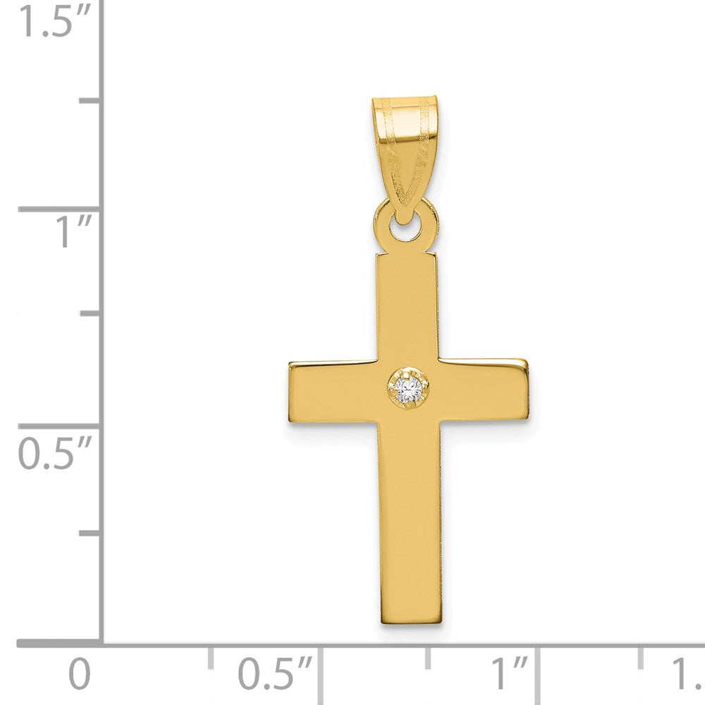 14K Gelbgold poliertes Diamant-Kreuz-Anhänger 0,02 ct. Gesamtgewicht