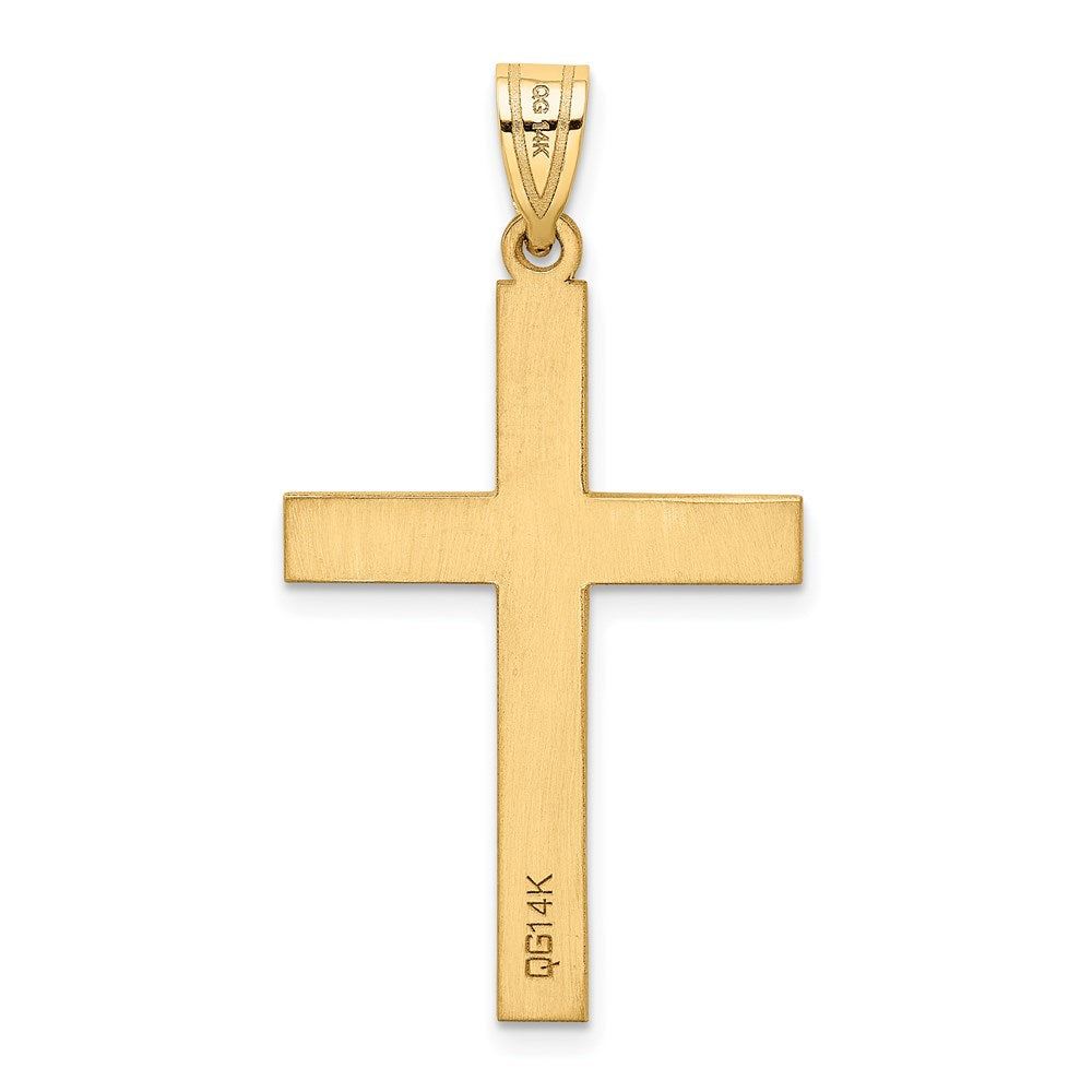 14K Gelbgold poliertes Kreuz mit 0,02 ct. Diamant-Anhänger