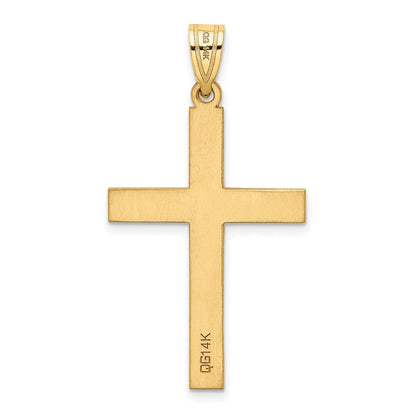 14K Gelbgold poliertes Kreuz mit 0,02 ct. Diamant-Anhänger