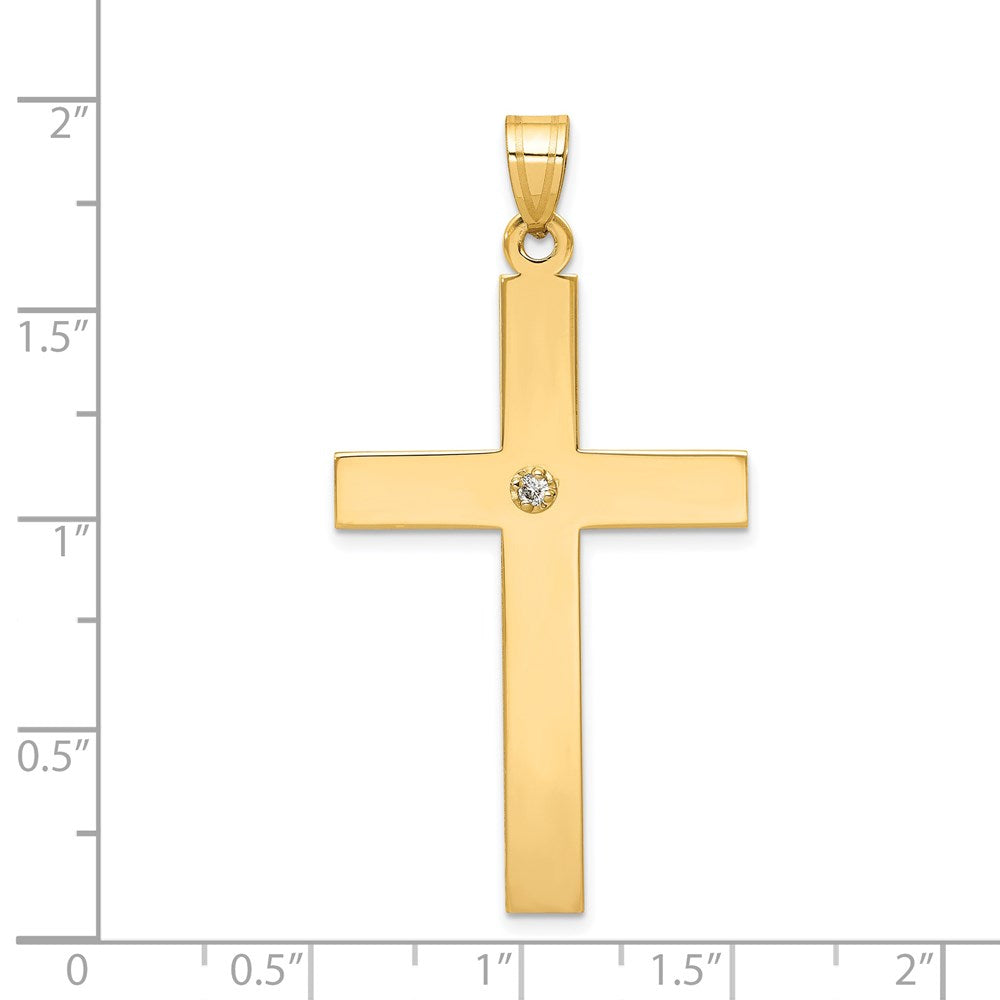 14K Diamant-Anhänger Kreuz, poliert, 0,03 ct