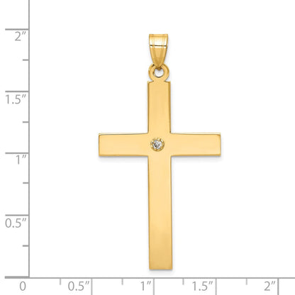 14K Diamant-Anhänger Kreuz, poliert, 0,03 ct