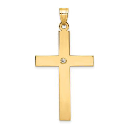 14K Diamant-Anhänger Kreuz, poliert, 0,03 ct