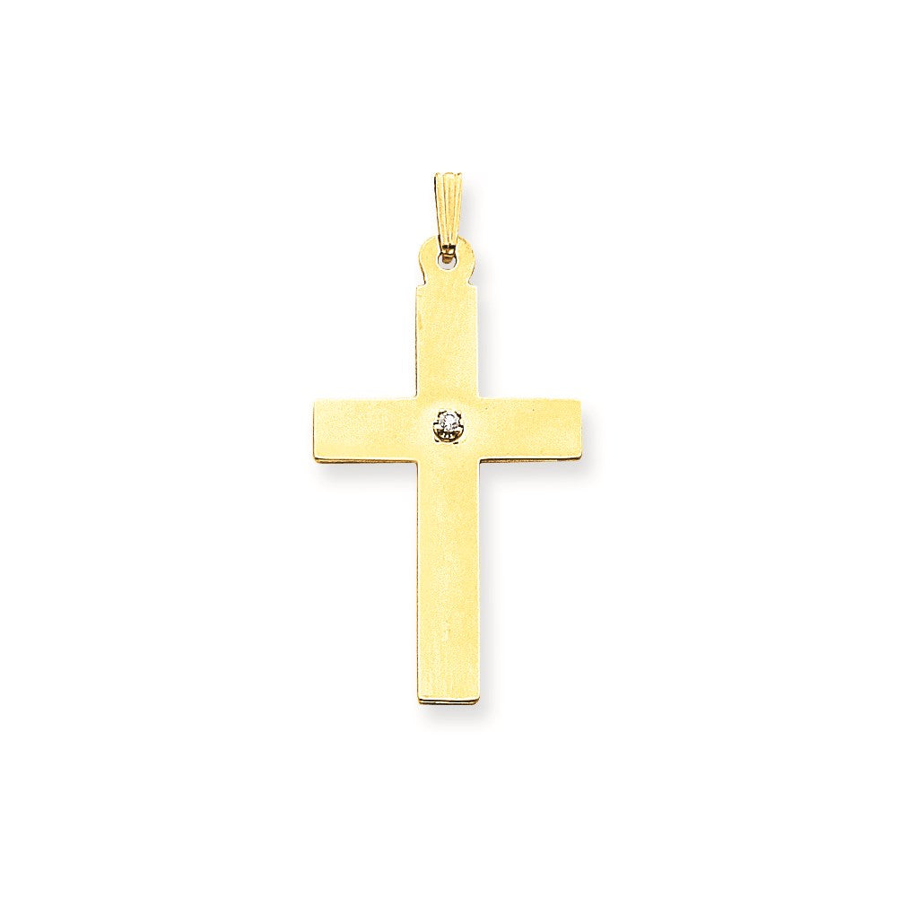 14 Karat Gelbgold poliert 0,03 ct. Diamant-Kreuzanhänger