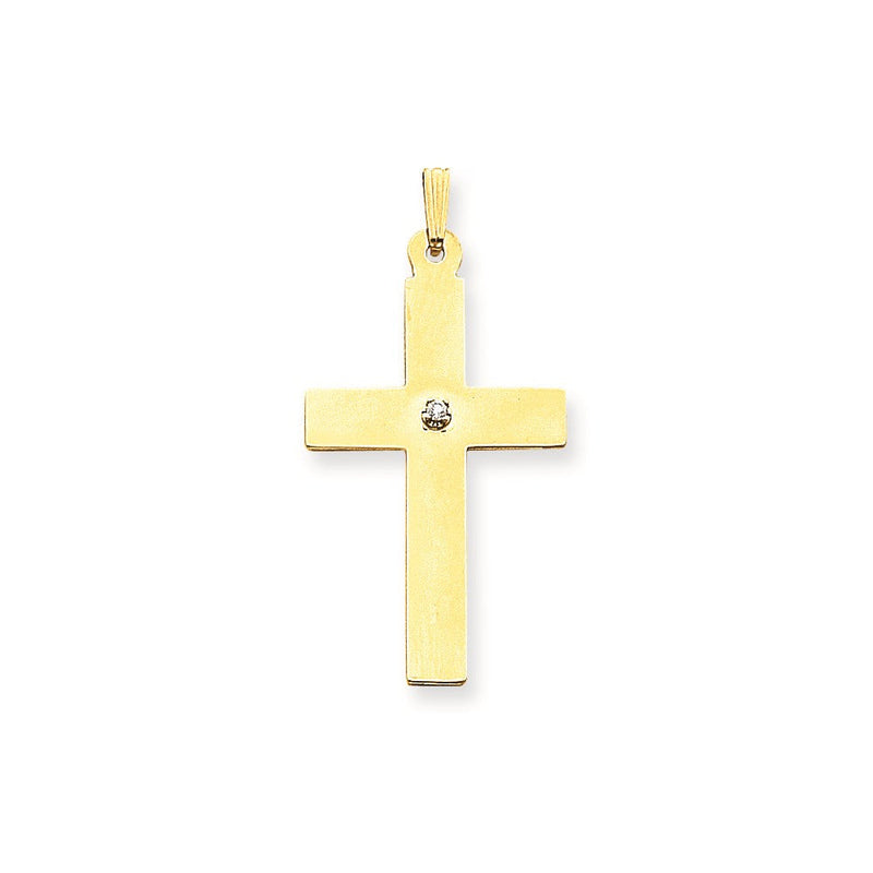 14 Karat Gelbgold poliert 0,03 ct. Diamant-Kreuzanhänger