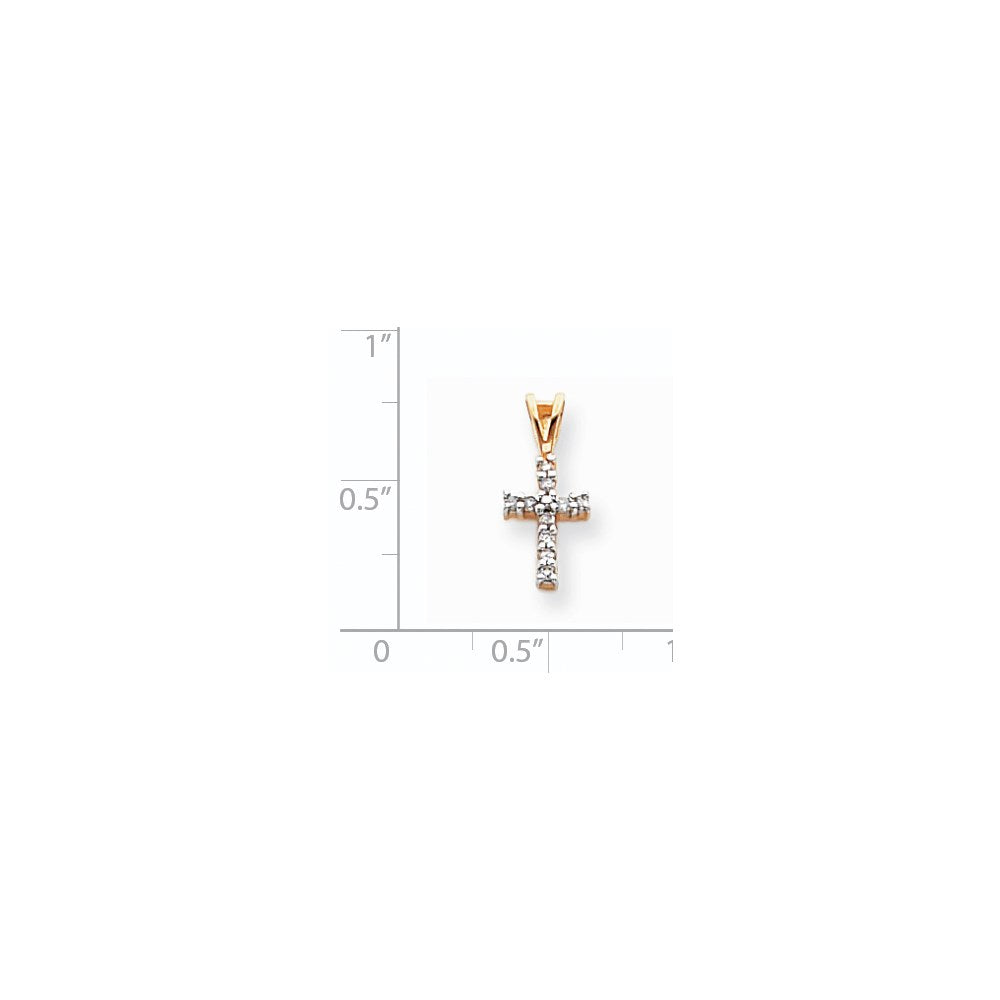 14K Gelbgold Kreuzanhänger mit Rhodium und Diamanten
