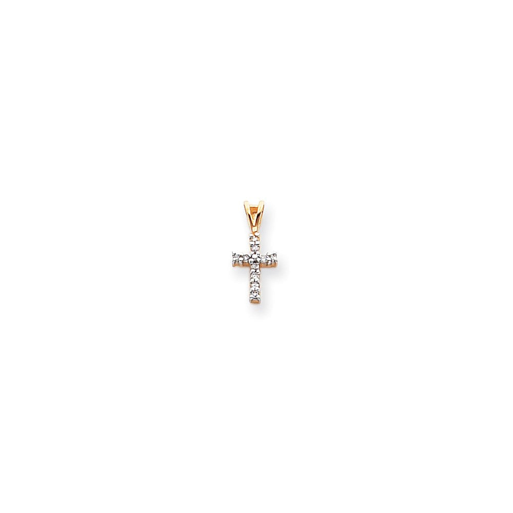 14K Gelbgold Kreuzanhänger mit Rhodium und Diamanten