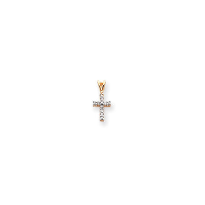 14K Gelbgold Kreuzanhänger mit Rhodium und Diamanten