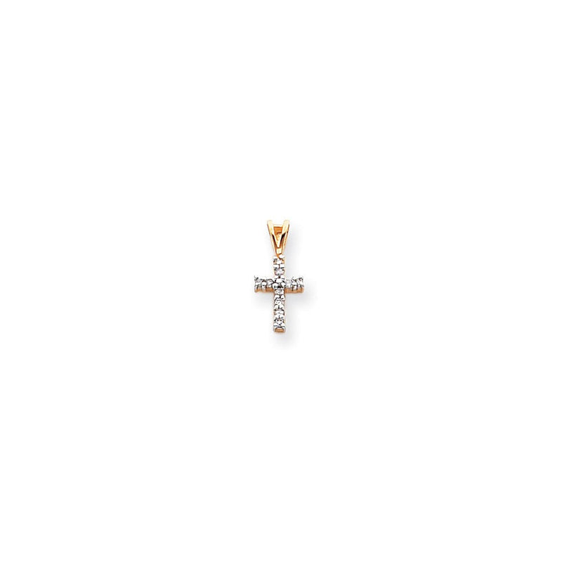 14K Gelbgold Kreuzanhänger mit Rhodium und Diamanten
