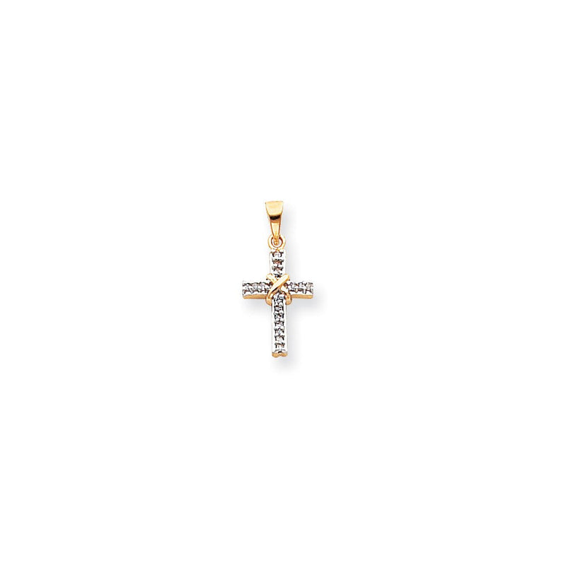 14K Gelbgold & Rhodium Diamant-Lateinkreuz-Anhänger