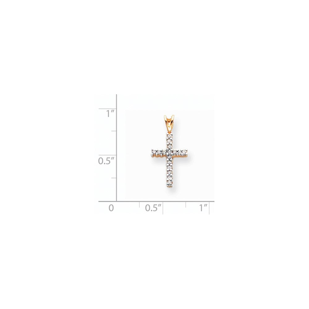 14K Gelb- und Rhodiumgold Diamant Lateinisches Kreuz Anhänger