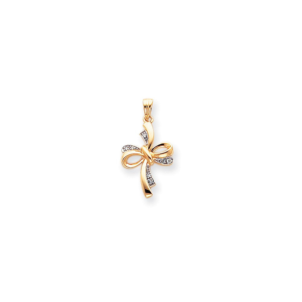 14K Gelb- und Rhodiumgold & Rhodium Diamant-Kreuzanhänger