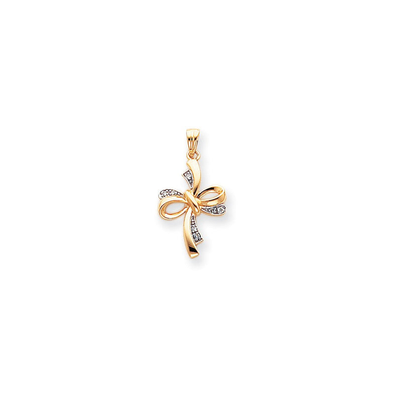 14K Gelb- und Rhodiumgold & Rhodium Diamant-Kreuzanhänger