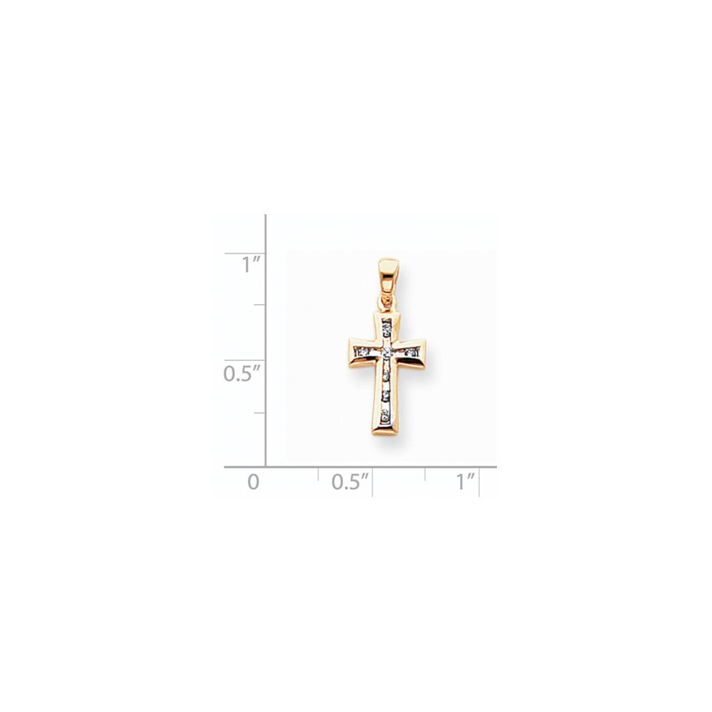 14K Gelbgold & Rhodium mit Rhodium und Diamant-Kreuzanhänger