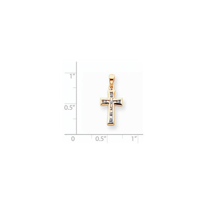 14K Gelbgold & Rhodium mit Rhodium und Diamant-Kreuzanhänger