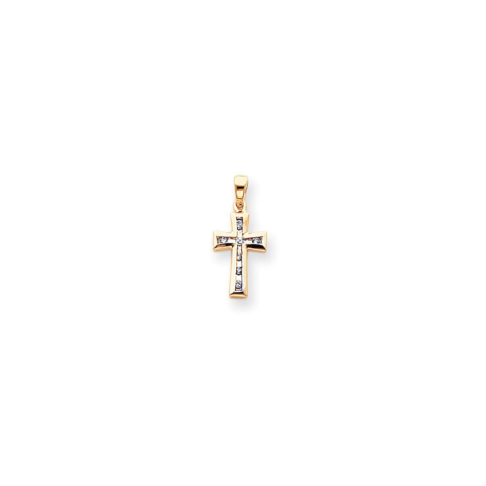 14K Gelbgold & Rhodium mit Rhodium und Diamant-Kreuzanhänger