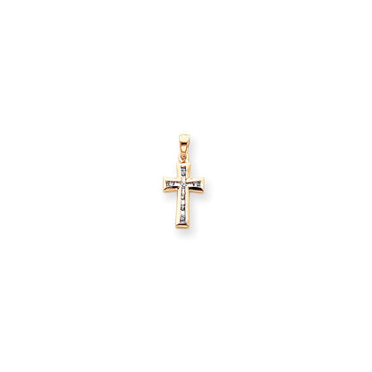 14K Gelbgold & Rhodium mit Rhodium und Diamant-Kreuzanhänger