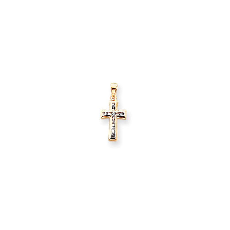 14K Gelbgold & Rhodium mit Rhodium und Diamant-Kreuzanhänger