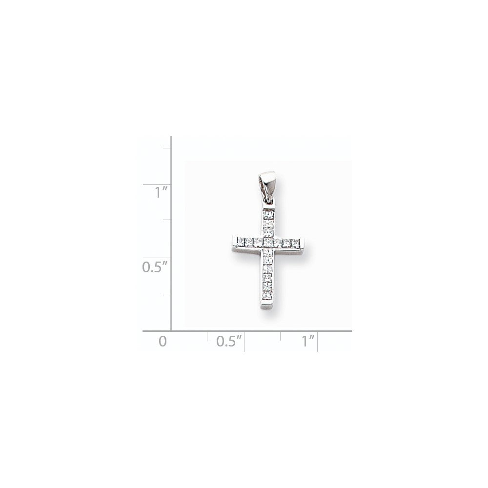 14K Weißgold Diamant-Kreuzanhänger im lateinischen Kreuzdesign