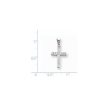 14K Weißgold Diamant-Kreuzanhänger im lateinischen Kreuzdesign