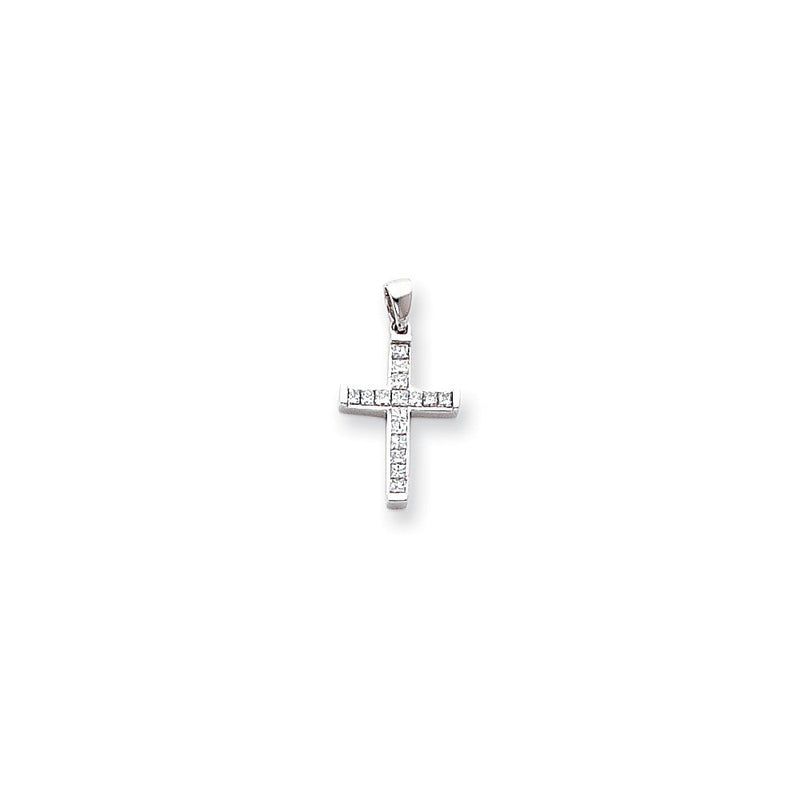 14K Weißgold Diamant-Kreuzanhänger im lateinischen Kreuzdesign