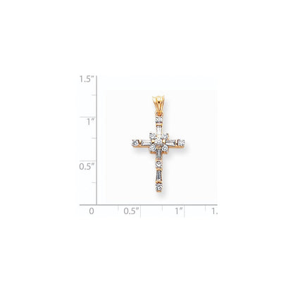 14K Gold und Rhodium Diamant-Kreuz-Anhänger