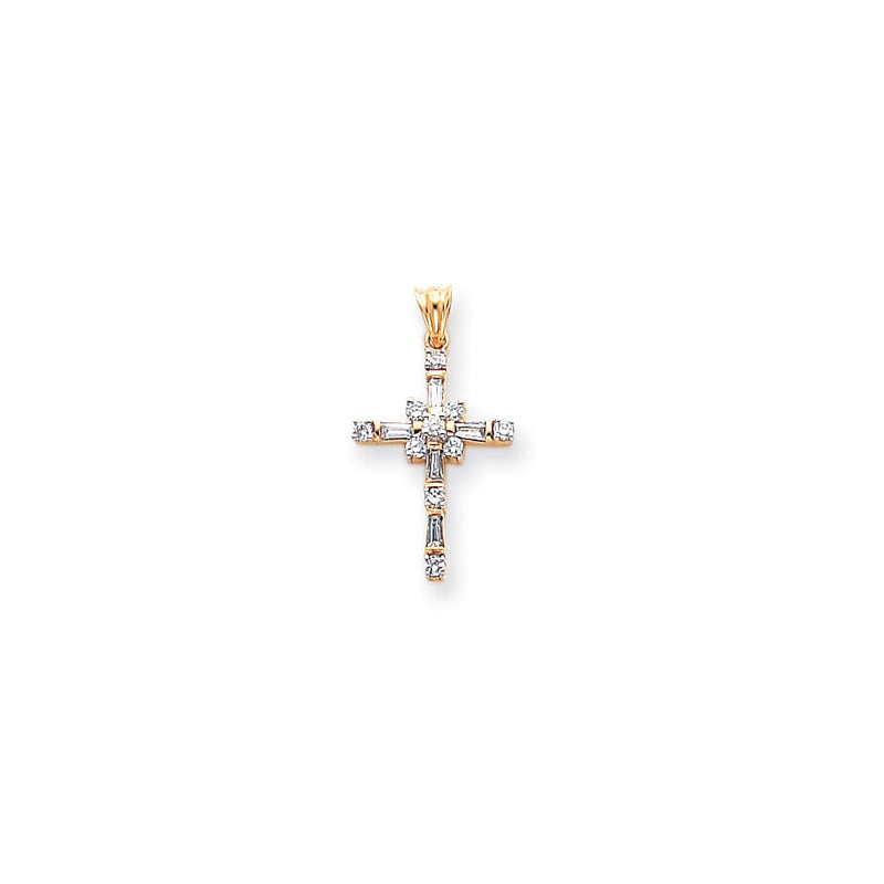 14K Gold und Rhodium Diamant-Kreuz-Anhänger