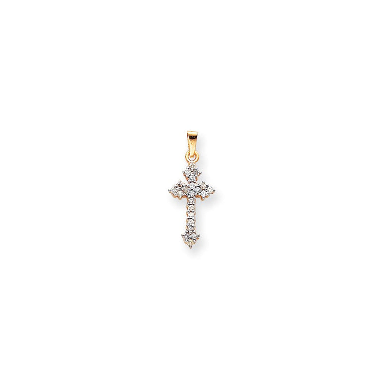 14K Gold und Rhodium Diamant-Kreuzanhänger