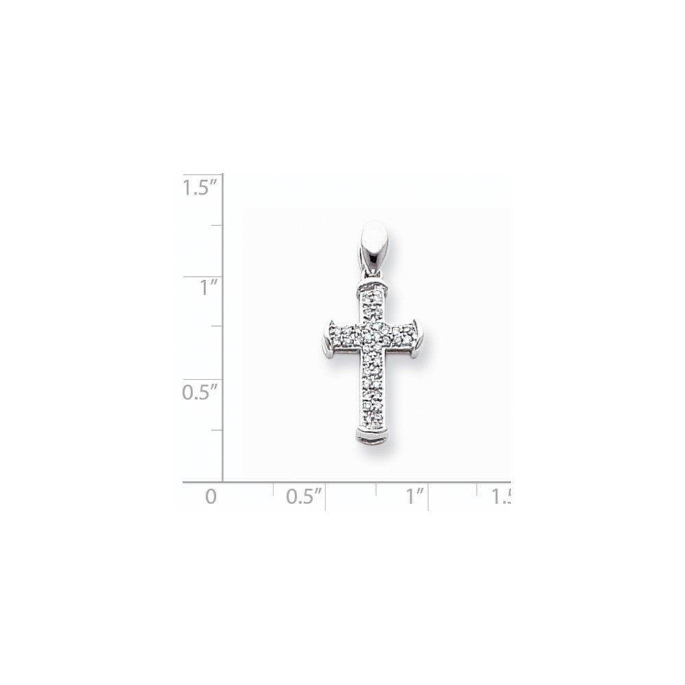14K Weißgold Diamant-Kreuzanhänger
