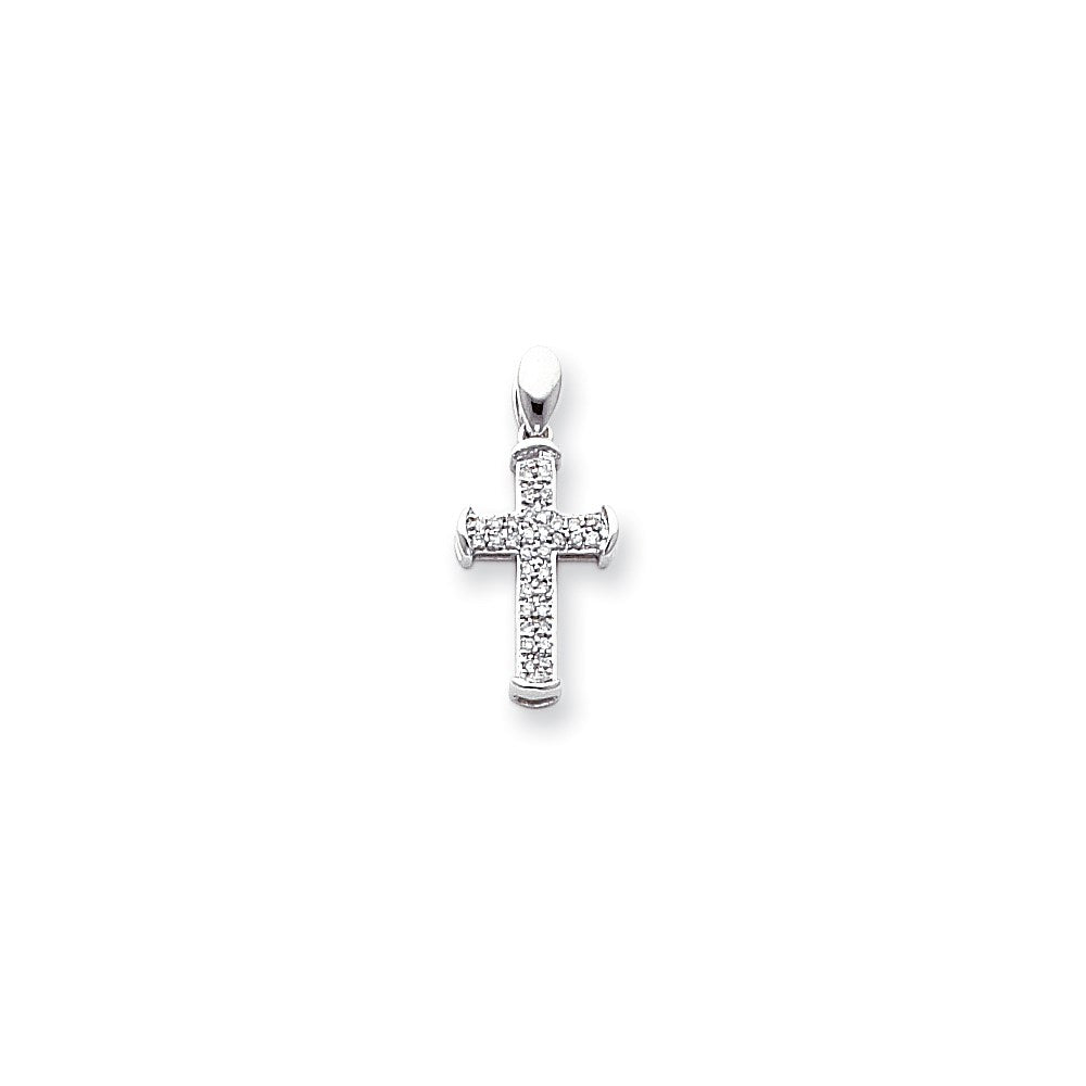 14K Weißgold Diamant-Kreuzanhänger