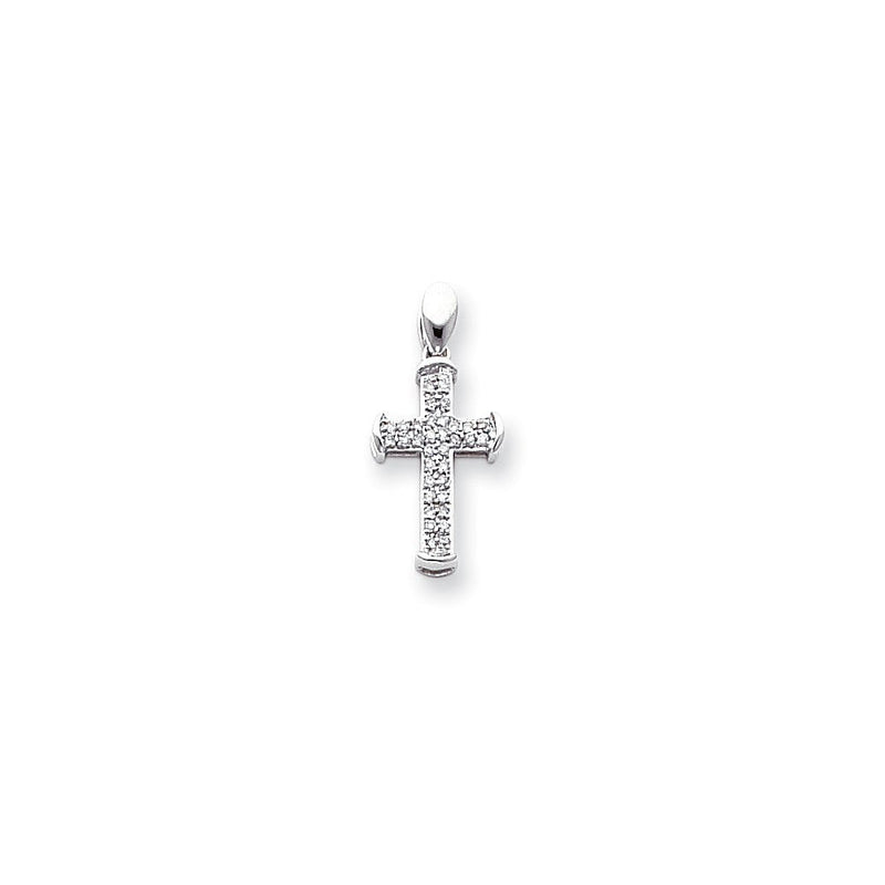 14K Weißgold Diamant-Kreuzanhänger