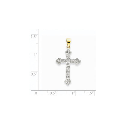 Kreuzanhänger aus 14K Gelb- und Rhodiumgold mit Diamanten und Rhodium