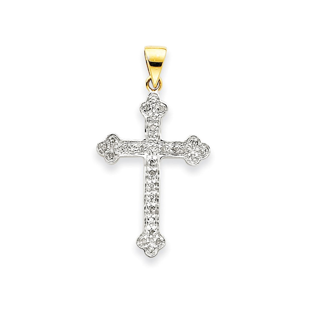 Kreuzanhänger aus 14K Gelb- und Rhodiumgold mit Diamanten und Rhodium