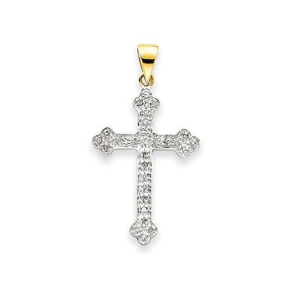 Kreuzanhänger aus 14K Gelb- und Rhodiumgold mit Diamanten und Rhodium