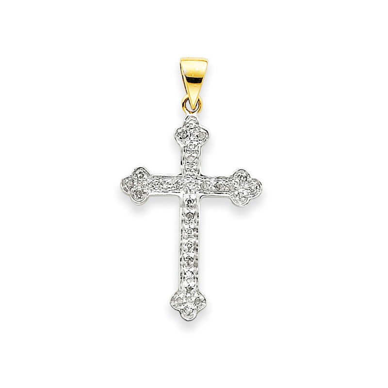 Kreuzanhänger aus 14K Gelb- und Rhodiumgold mit Diamanten und Rhodium