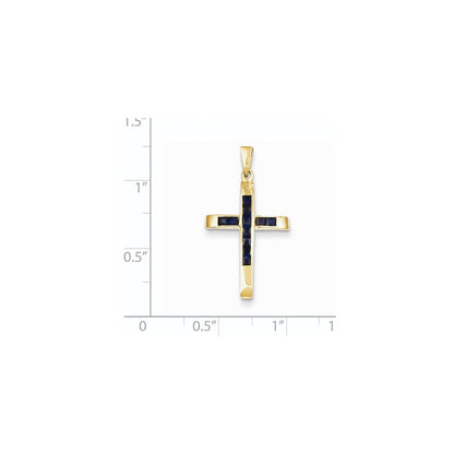 14K Gelbgold Saphir-Kreuz-Anhänger
