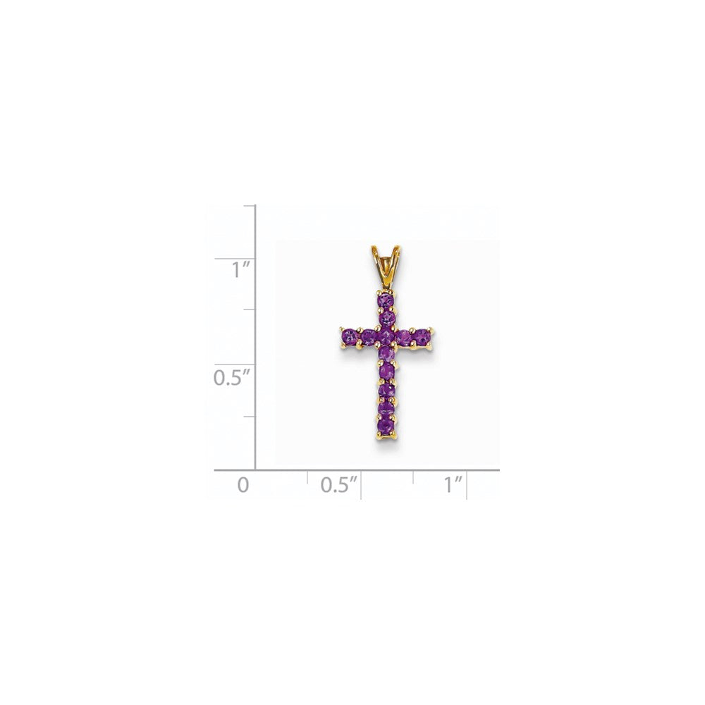 14K Gelbgold Amethyst-Kreuzanhänger