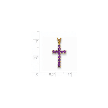 14K Gelbgold Amethyst-Kreuzanhänger