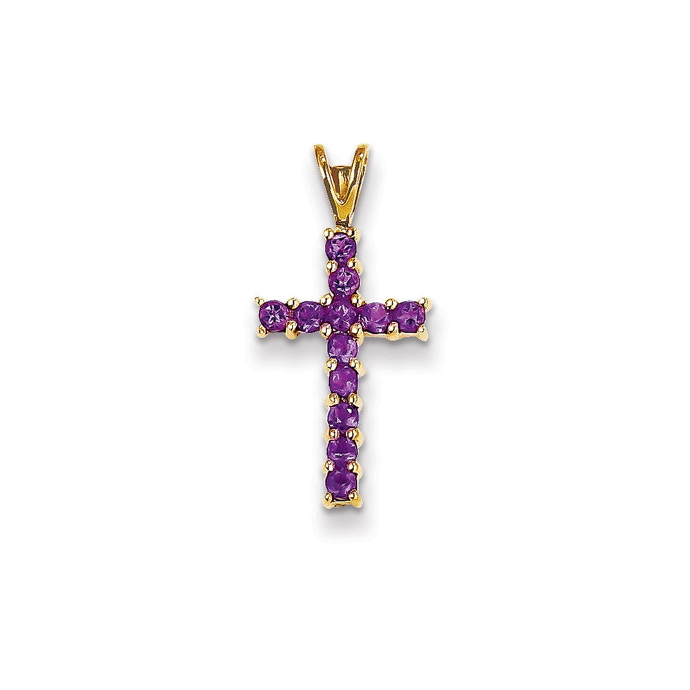14K Gelbgold Amethyst-Kreuzanhänger