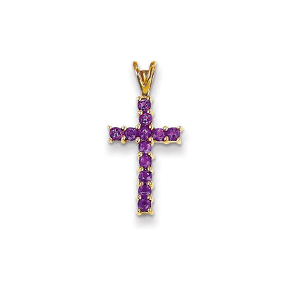 14K Gelbgold Amethyst-Kreuzanhänger