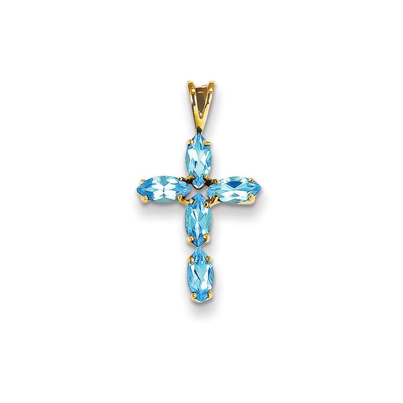14 Karat Gelbgold Kreuzanhänger mit blauem Topas