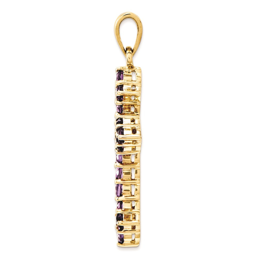14K Gelbgold Amethyst-Kreuz-Anhänger