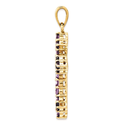 14K Gelbgold Amethyst-Kreuz-Anhänger