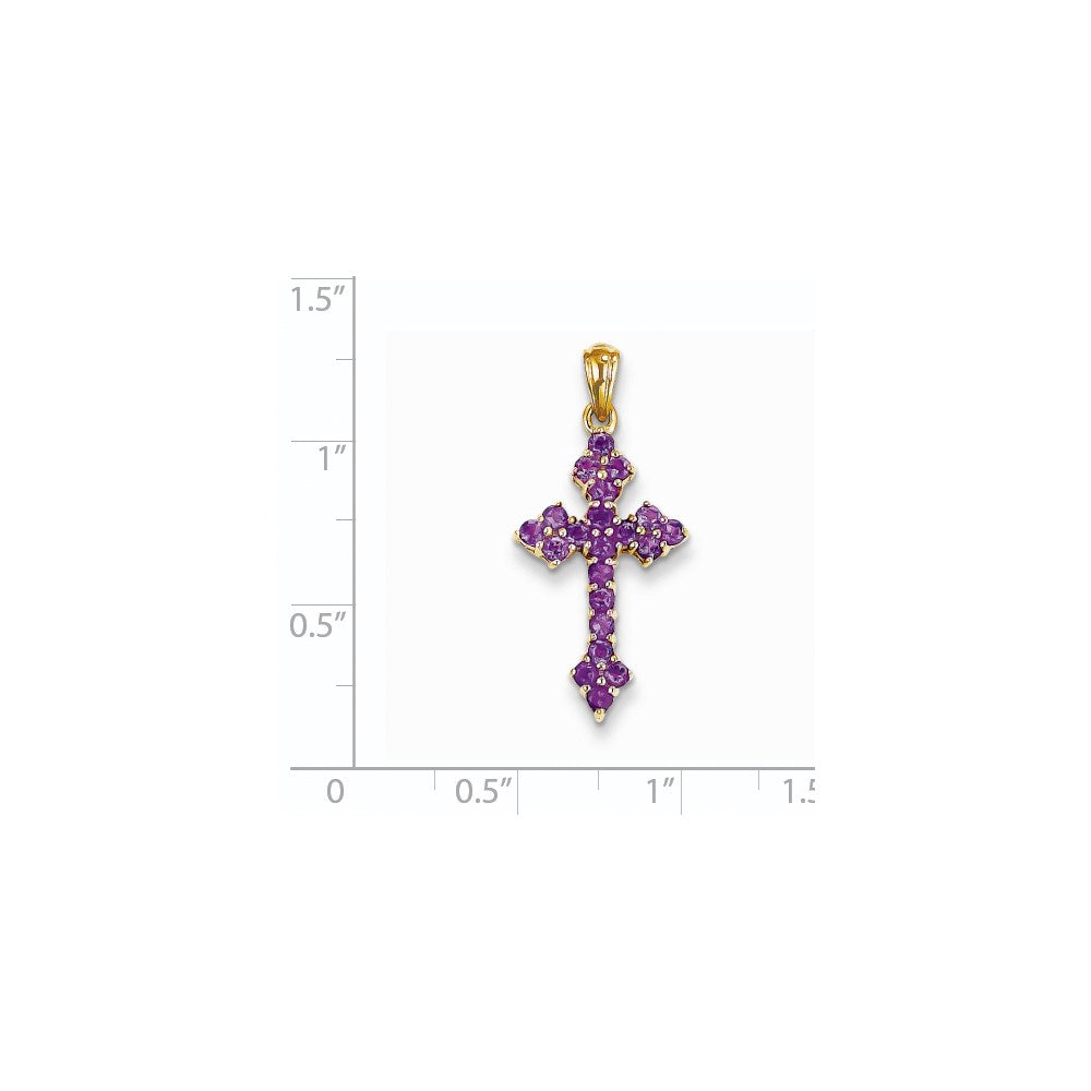 14K Gelbgold Amethyst-Kreuz-Anhänger
