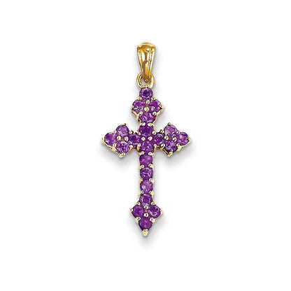 14K Gelbgold Amethyst-Kreuz-Anhänger