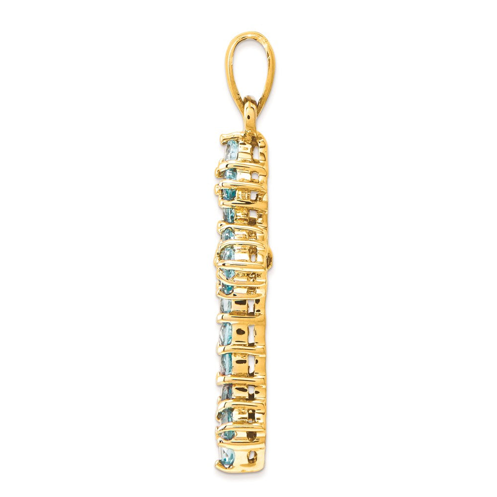 14K Gelbgold Blautopas-Kreuzanhänger