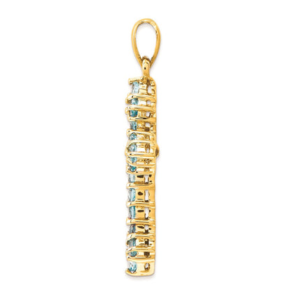 14K Gelbgold Blautopas-Kreuzanhänger